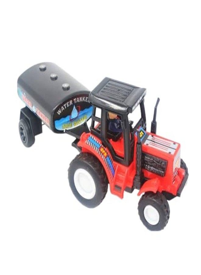 Toy Vibes Plastic Tractor Water Tanker Toys Vehicle Playset for Kids, Friction Powered Unbreakable Attractive Tractor Water Tanker Toy for Kids Boy and Girls (Red) - Image 3